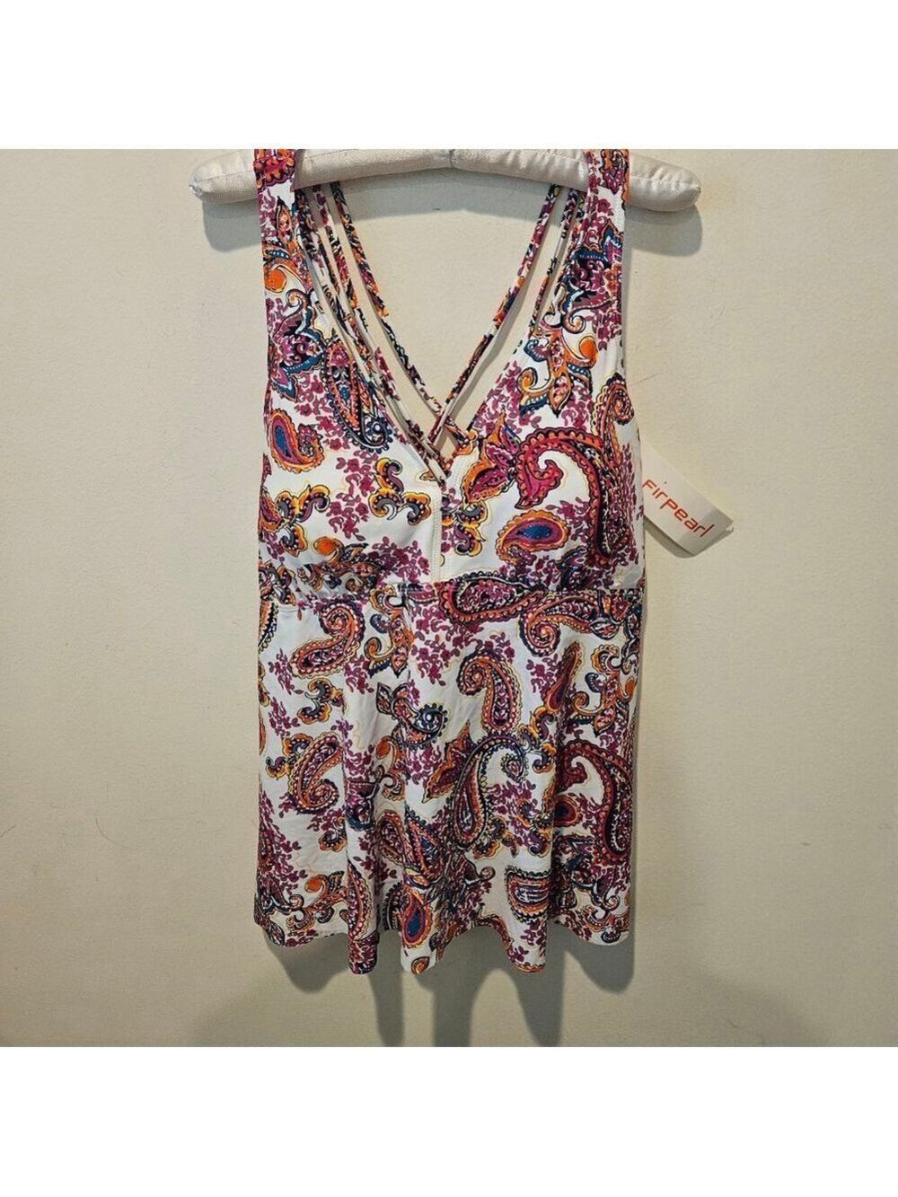 Women's Firpearl NWT Swim Tankini Size 18 White Multi-color
